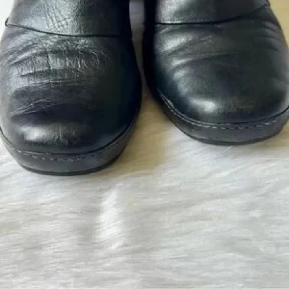 Clarks Artisan Mika Beth Ruched Black‎ Leather Ankle Boots Size 7